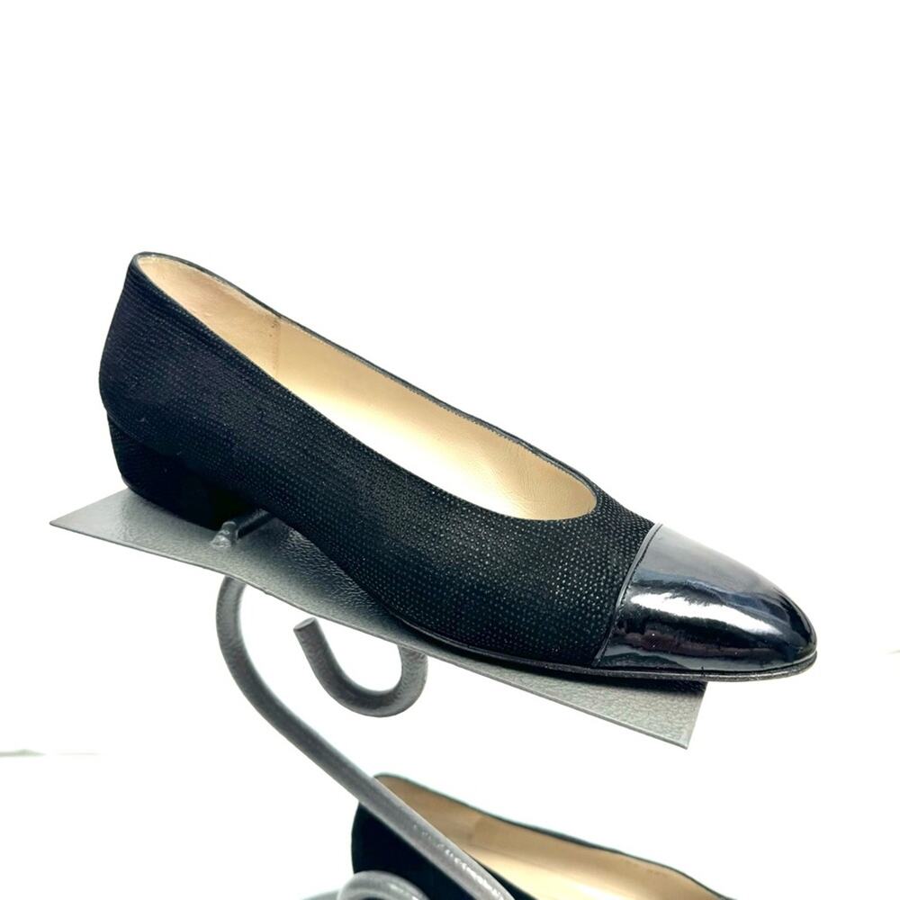 Bruno Magli Suede Black Cap Toe Low Heels Pumps Shoes Size 8.5 AA